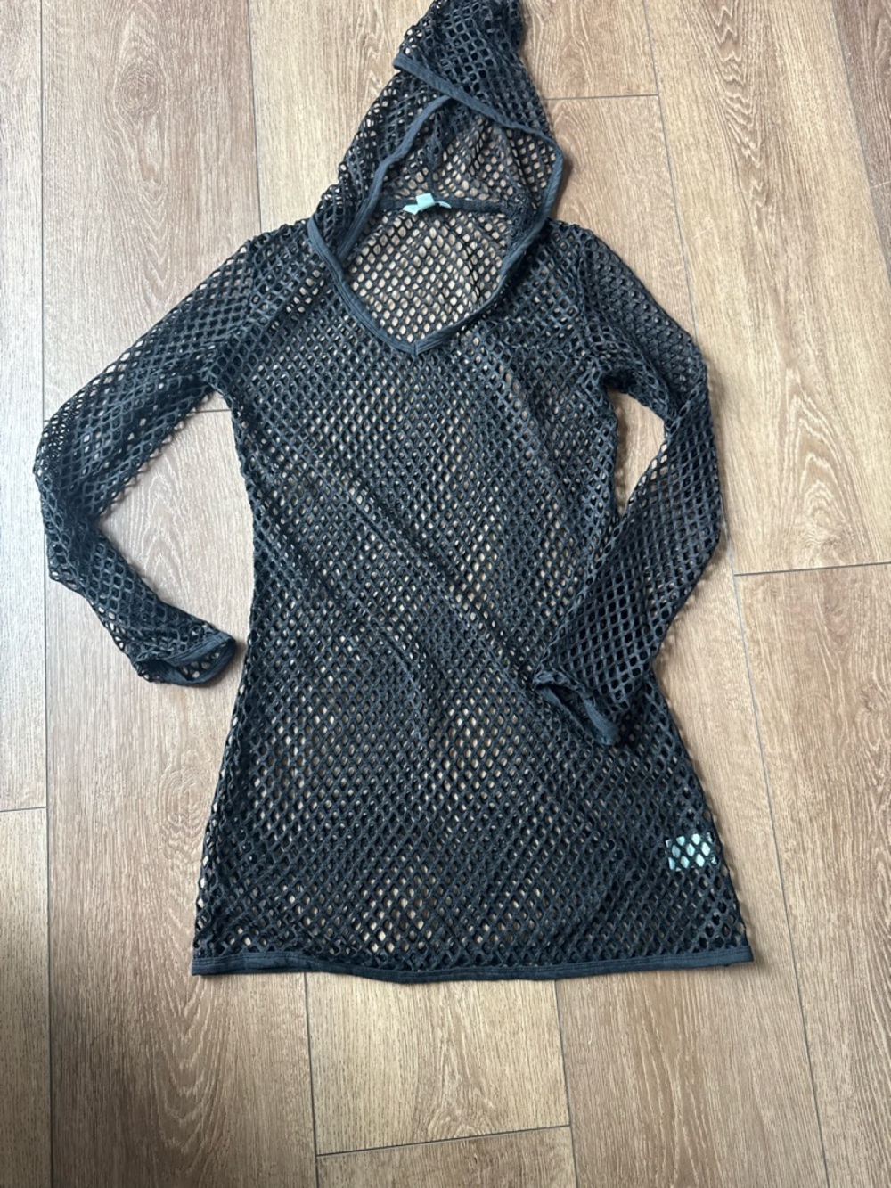 Balance Collection Black Open-Knit Hooded Cover-Up